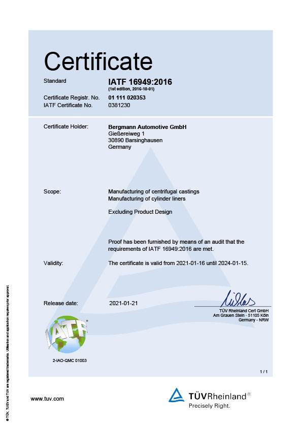 Certification IATF 16949